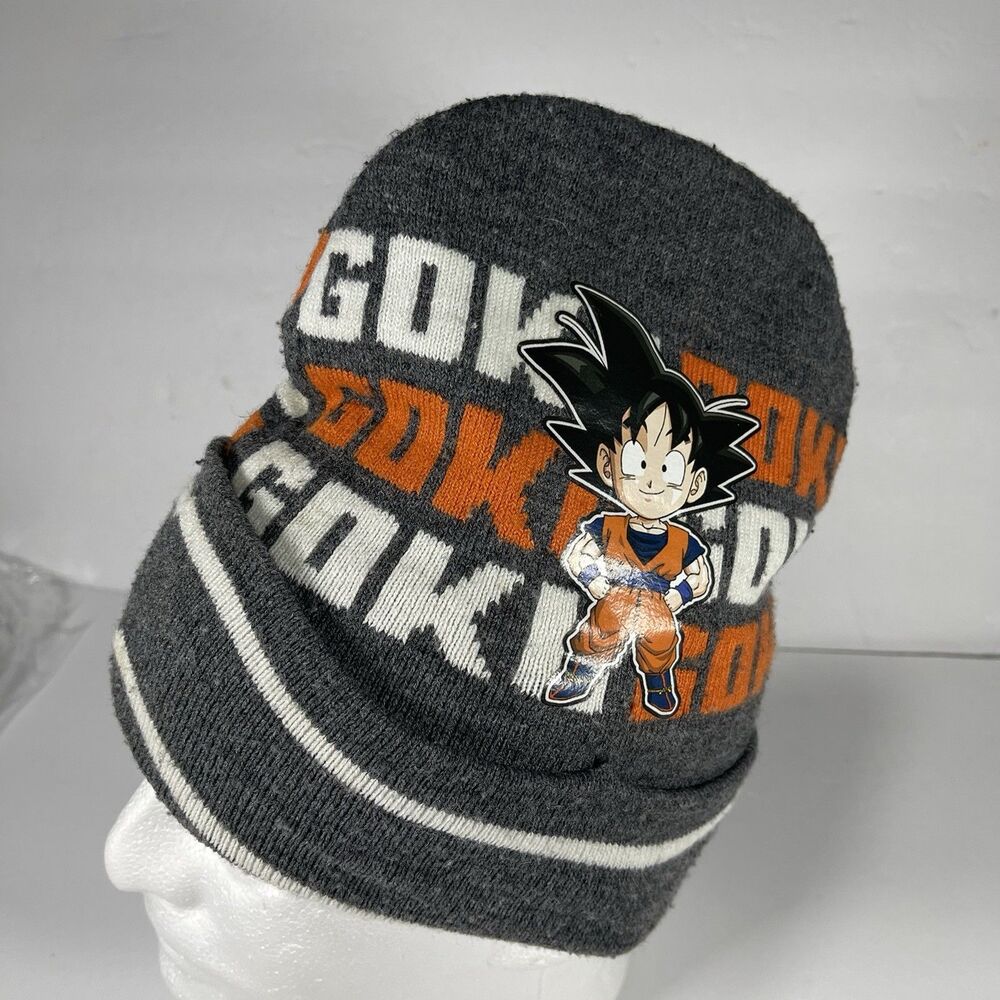 Dragon Ball Z Goku Youth Beanie Hat - Gray/Orange Knit Cap